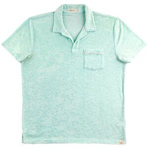 Marine Layer Short Sleeve Terry Out Solid Polo Shirt Men’s M Icy Morn Huckberry
